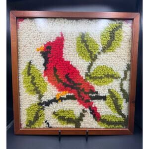 VTG Framed Cardinal Latch Hook/Punch Needle Artwork